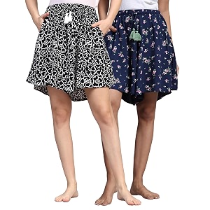 b stories women39s viscose printed lounge culotte shorts pack of 2