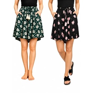 b stories women39s viscose printed lounge culotte shorts pack of 2