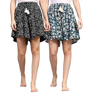 b stories women39s viscose printed lounge culotte shorts pack of 2