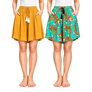 B STORIES Womens Viscose Printed Lounge Culotte