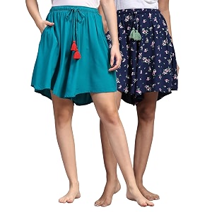 b stories women39s viscose printed lounge culotte shorts pack of 2