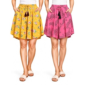 B STORIES Womens Viscose Printed Lounge Culotte