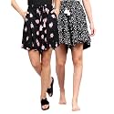 B STORIES Women's Viscose Printed Lounge Culotte Shorts (Pack of 2)