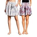 B STORIES Women's Viscose Printed Lounge Culotte Shorts (Pack of 2)
