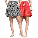 B STORIES Women's Viscose Printed Lounge Culotte Shorts (Pack of 2)