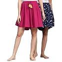 B STORIES Women's Viscose Printed Lounge Culotte Shorts (Pack of 2)