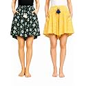 B STORIES Women's Viscose Printed Lounge Culotte Shorts (Pack of 2)