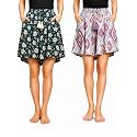 B STORIES Women's Viscose Printed Lounge Culotte Shorts (Pack of 2)