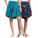 B STORIES Women's Viscose Printed Lounge Culotte Shorts (Pack of 2)