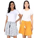 B STORIES Women's Viscose Printed Lounge Culotte Shorts (Pack of 2)