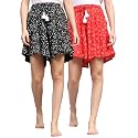 B STORIES Women's Viscose Printed Lounge Culotte Shorts (Pack of 2)