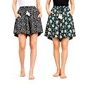B STORIES Women's Viscose Printed Lounge Culotte Shorts (Pack of 2)