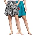 B STORIES Women's Viscose Printed Lounge Culotte Shorts (Pack of 2)