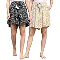 B STORIES Women's Viscose Printed Lounge Culotte Shorts (Pack of 2)