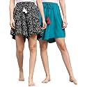 B STORIES Women's Viscose Printed Lounge Culotte Shorts (Pack of 2)