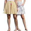 B STORIES Women's Viscose Printed Lounge Culotte Shorts (Pack of 2) (LSHOR-007-23002/23011-M, Medium, COMBO-103)