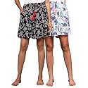 B STORIES Women's Viscose Printed Lounge Culotte Shorts (Pack of 2)