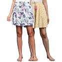 B STORIES Women's Viscose Printed Lounge Culotte Shorts (Pack of 2) (LSHOR-001-22113/23002-S, Small, COMBO-87)