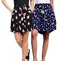 B STORIES Women's Viscose Printed Lounge Culotte Shorts (Pack of 2)