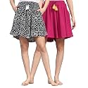 B STORIES Women's Viscose Printed Lounge Culotte Shorts (Pack of 2)