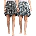 B STORIES Women's Viscose Printed Lounge Culotte Shorts (Pack of 2)