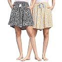 B STORIES Women's Viscose Printed Lounge Culotte Shorts (Pack of 2)