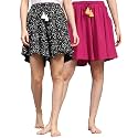 B STORIES Women's Viscose Printed Lounge Culotte Shorts (Pack of 2)