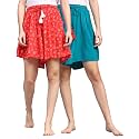 B STORIES Women's Viscose Printed Lounge Culotte Shorts (Pack of 2)