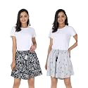B STORIES Women's Viscose Printed Lounge Culotte Shorts (Pack of 2)