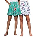 B STORIES Women's Viscose Printed Lounge Culotte Shorts (Pack of 2)