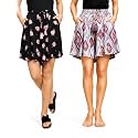 B STORIES Women's Viscose Printed Lounge Culotte Shorts (Pack of 2)