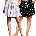B STORIES Women's Viscose Printed Lounge Culotte Shorts (Pack of 2)