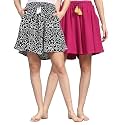 B STORIES Women's Viscose Printed Lounge Culotte Shorts (Pack of 2)