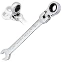 B4B BANG 4 BUCK 7/16 Wrench, Flex-Head Ratcheting Combination Wrench Industrial Grade 72 Teeth 12 Point Ratchet Box Ended and Open End Spanner Tools, SAE