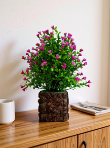 baarig multicolor flower plant with stylish coconut brown pot wild artificial plant  with pot
