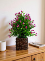 BAARIG Multicolor flower Plant with Stylish Coconut Brown Pot Wild Artificial Plant  with Pot