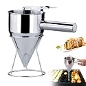 Pancake Batter Dispenser Stainless Steel With Stand, Funnel Cake Batter Dispenser Large Hole Stainless Steel Pancake Batter Dispenser, Funnel Dispenser With Stand For Takoyaki And Baking