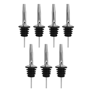 bab louie amp co metal pourer  stainless steel pouring spouts for liquor wine syrup olive oil amp spirits bartender bottle pourer with tapered spout perfect for home restaurant amp bar pack of 7
