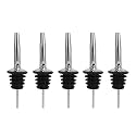Bab Louie &amp; Co. Metal Pourer | Stainless Steel Pouring Spouts for Liquor, Wine, Syrup, Olive Oil &amp; Spirits, Bartender Bottle Pourer with Tapered Spout, Perfect for Home, Restaurant, Bar (Pack of 5)