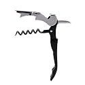 Bablouie Premium Stainless Steel Wine Corkscrew Opener - 3-in-1 Folding Waiter's Knife with Foil Cutter & Bottle Cap Opener for Fine Wines - Black, Premium Stainless Steel Bar Tool Accessories