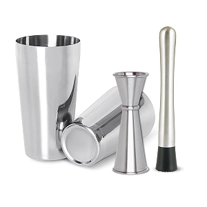 bab louie boston shaker set with peg measure amp muddler stainless steel premium cocktail shaker set with jigger professional bartender shaker kit perfect for home parties bar shaker
