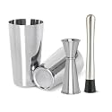 BAB Louie Boston Shaker Set with Peg Measure &amp; Muddler, Stainless Steel Premium Cocktail Shaker Set with Jigger, Professional Bartender Shaker Kit, Perfect for Home Parties, Bar Shaker