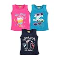 BABA AND BABY Kids Top Cotton Printed Sleeveless Tshirt for Girls Pack of 3