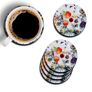 printed flower design wooden mdf coasters for tea coffeeglass etc 4x4 inch 6