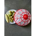 Babbu Food Dome Round Plastic Net 12.75 Inch Food Cover Kitchen Table Flies Mosquitoes Insect Proof Dining Tables Covers Rice Vegetable Covers for Anti Fly Mosquito Mesh (Red)