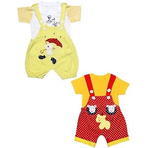 babeezworld dungaree for boys amp girls casual printed pure cotton-pack of 2 multicolour