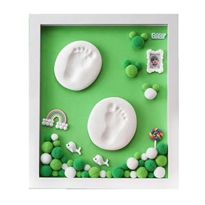 babies bloom - baby foot printing kit with frame - gift for baby shower ceremony - baby hand and foot casting kit led frame yellow