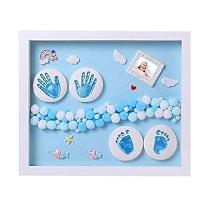 babies bloom - baby foot printing kit with frame - gift for baby shower ceremony - baby hand and foot casting kit led frame yellow