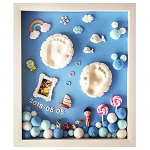 babies bloom baby handprint footprint kits for newborn baby  baby impression kit with decoration and light diy blue