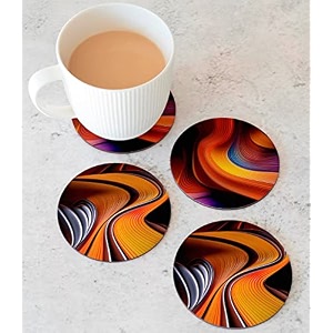 babique tea coaster set printed  mdf wood material coasters for home and kitchen office table dining table home decor set of 4 ct-65
